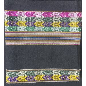 Peruvian Andes Style Blanket Tablecloth Black Multicolor Geometric 82" x 48" NEW
